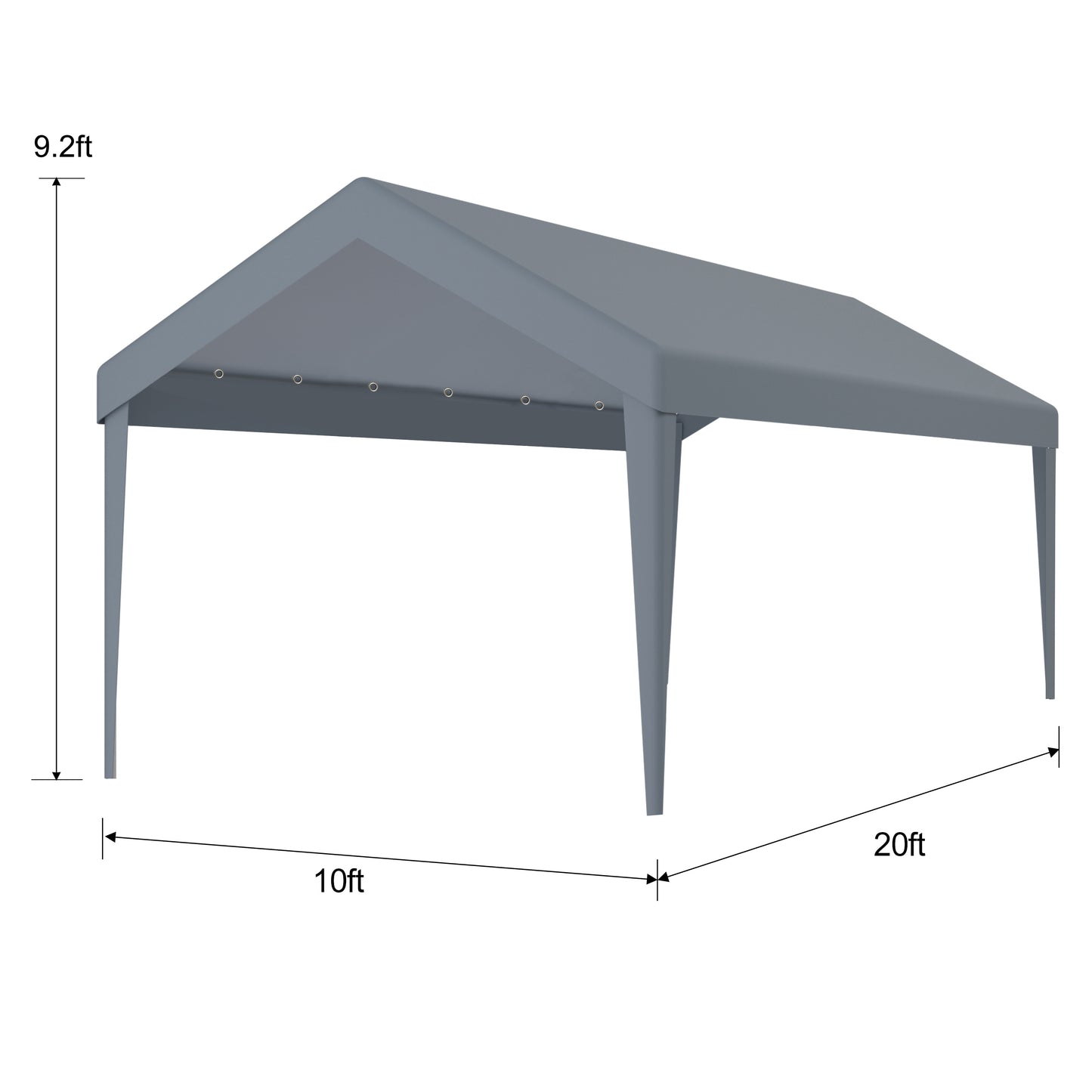 10x20ft Carport Replacement Canopy Cover, Waterproof & UV Protected Tarp with 72 Elastic Buckles Suit for Garage Shelter, Frame is Not Included,grey