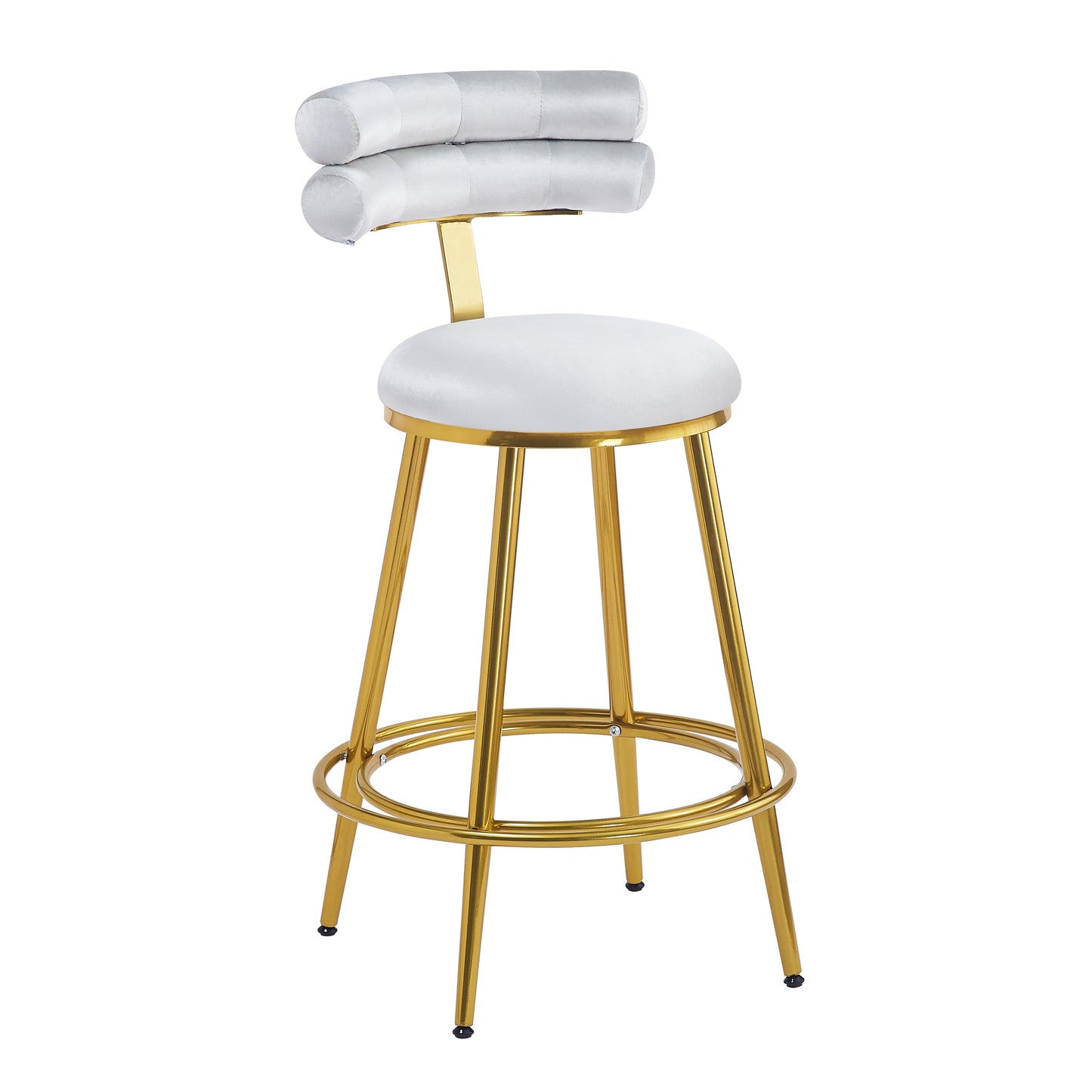 27.65'' Modern Counter Stools Set of 2,Light gray velvet Counter Stools with iron Frame,Soft back and cushion,Footrest,suitable for Kitchen/Bedroom/Dining Room