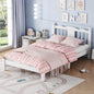 Twin Bed with Column-Decoration Headboard, with Bed Slats,White