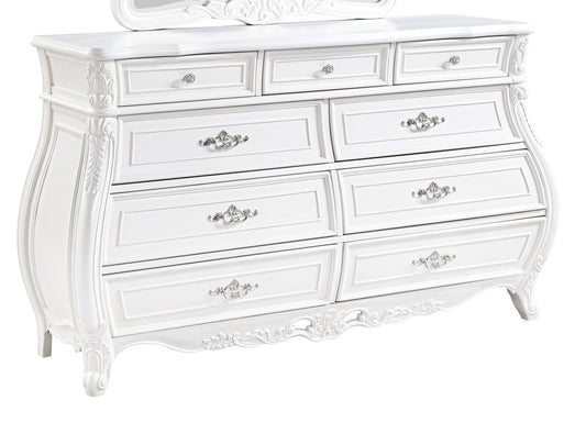 Opulence Modern Style 9- Drawer Dresser Made with Wood in Pearl White