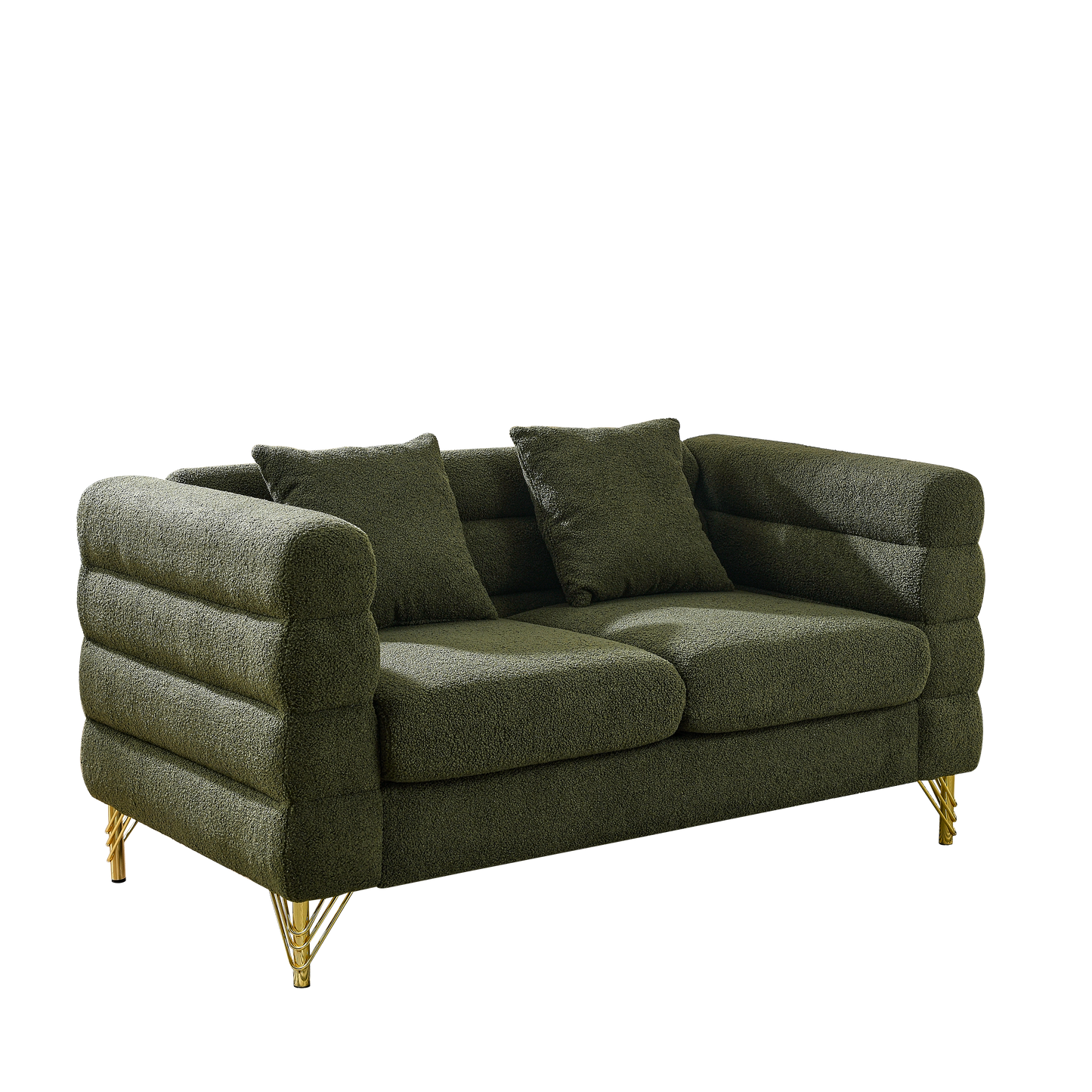 3-seater + 2-seater Combination sofa.Green teddy