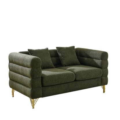 3-seater + 2-seater Combination sofa.Green teddy