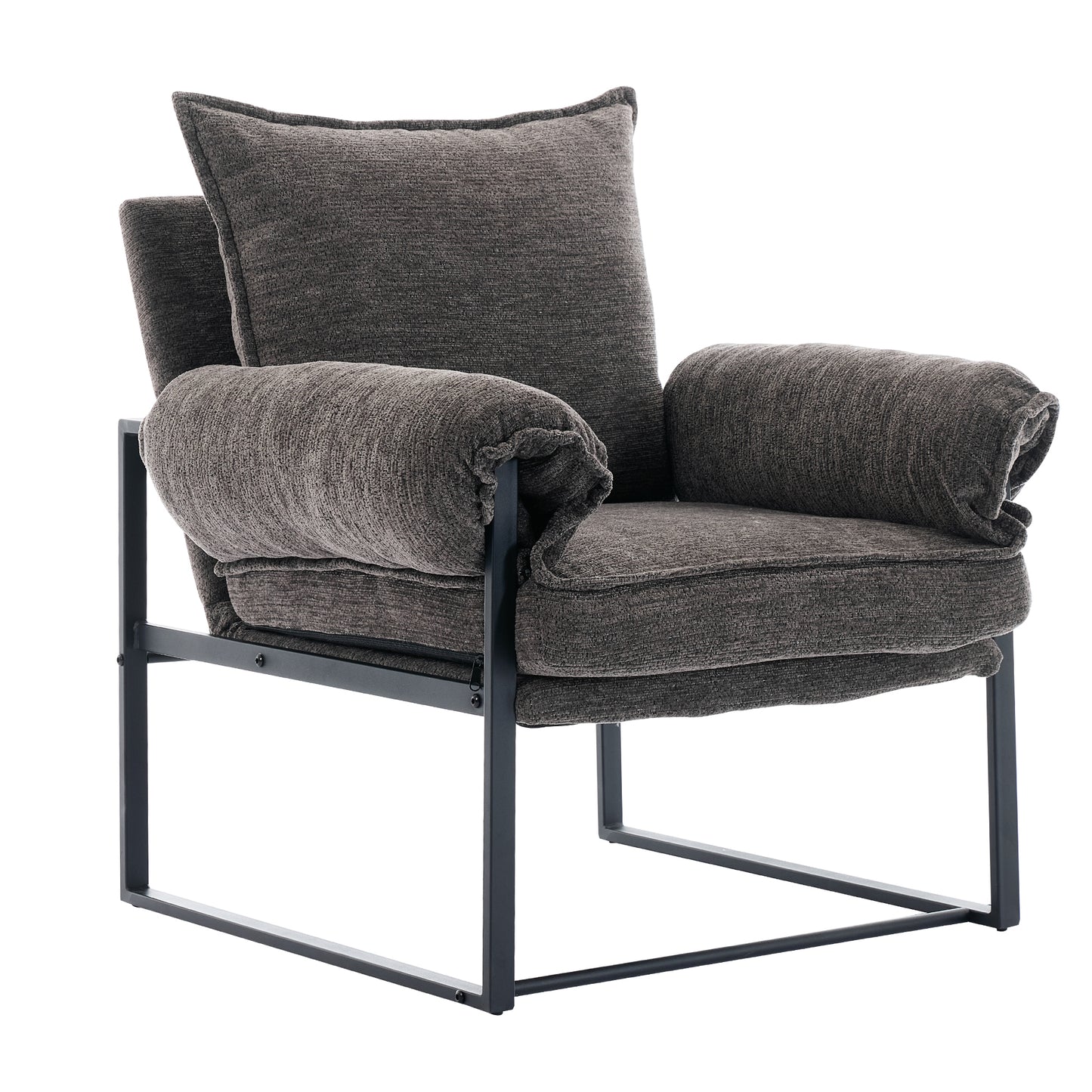 Golden Leg Adjustable Frame Sofa in Gray Chenille, 31.5L x 28.5W x 34.7H inches