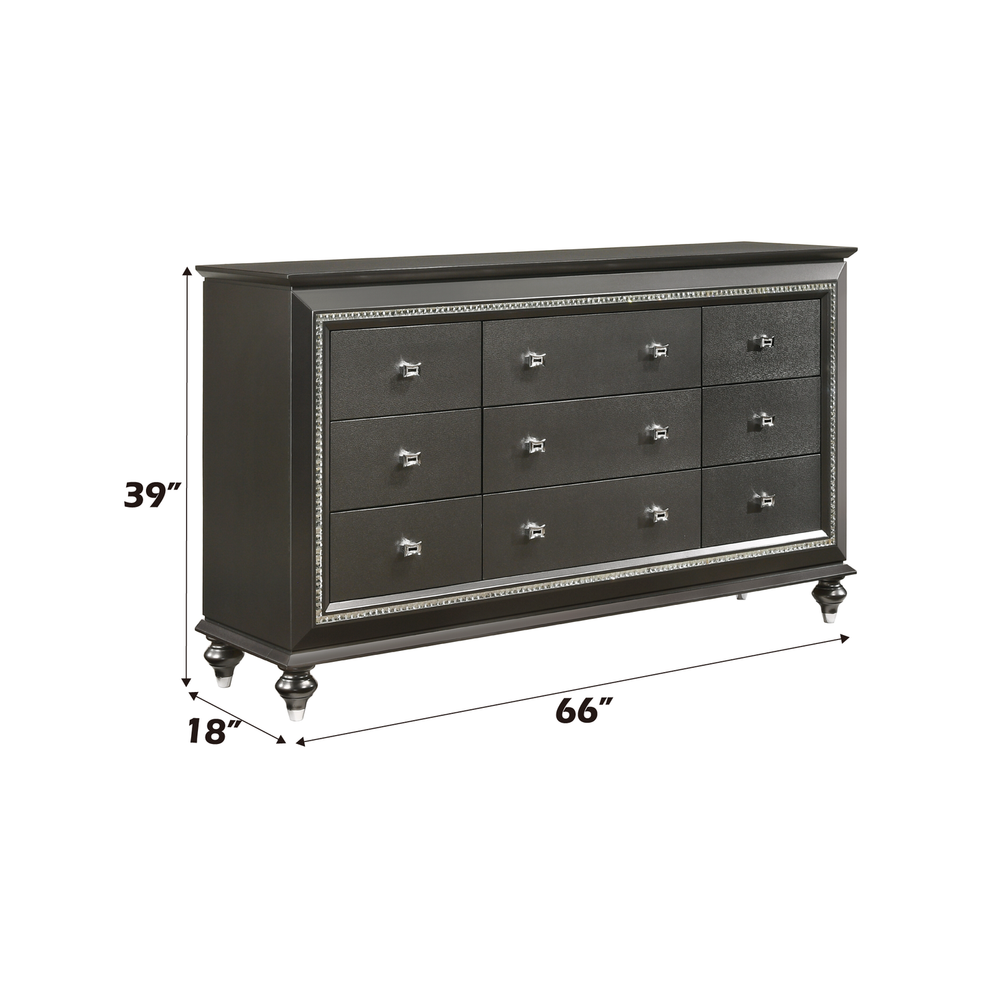 Kaitlyn Metallic Gray Finish Dresser