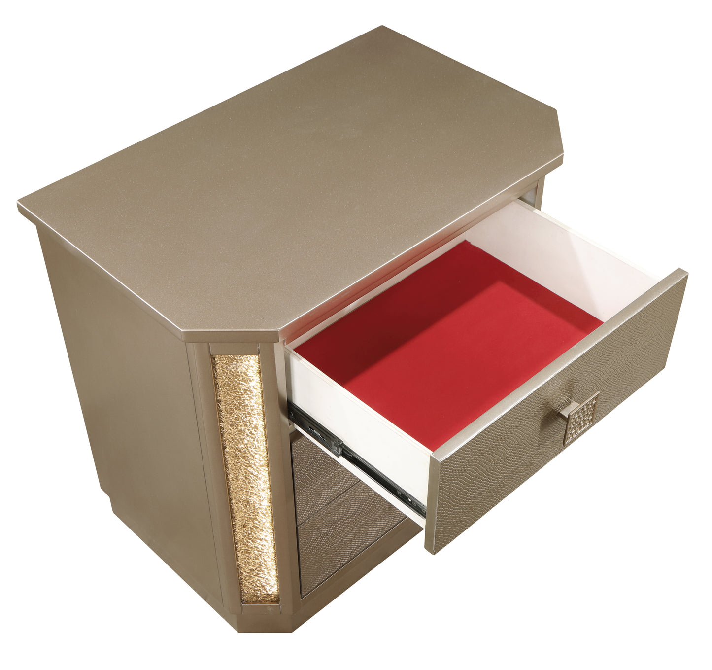 Nightstand Made with Wood in Gold Finish