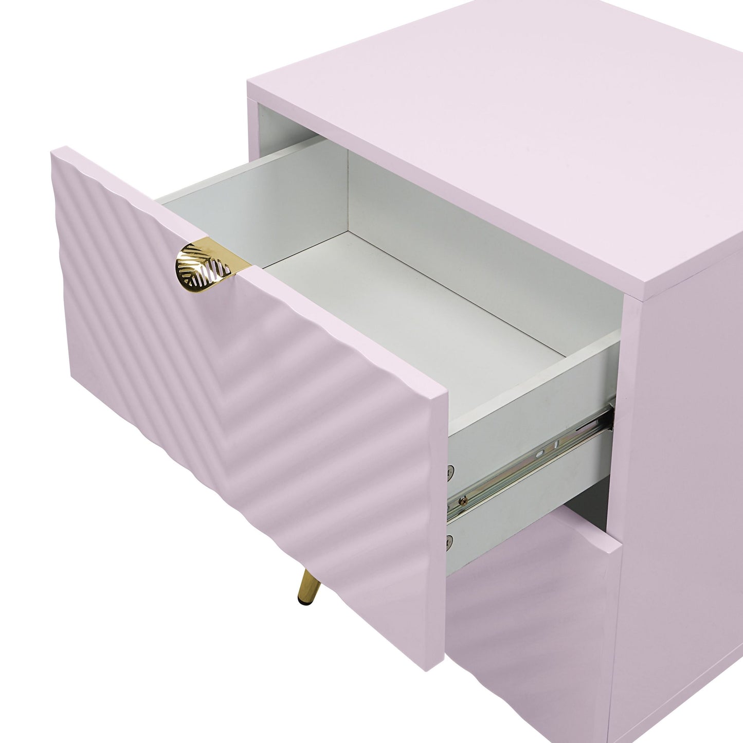 Pink High Gloss 2-Drawer Nightstand