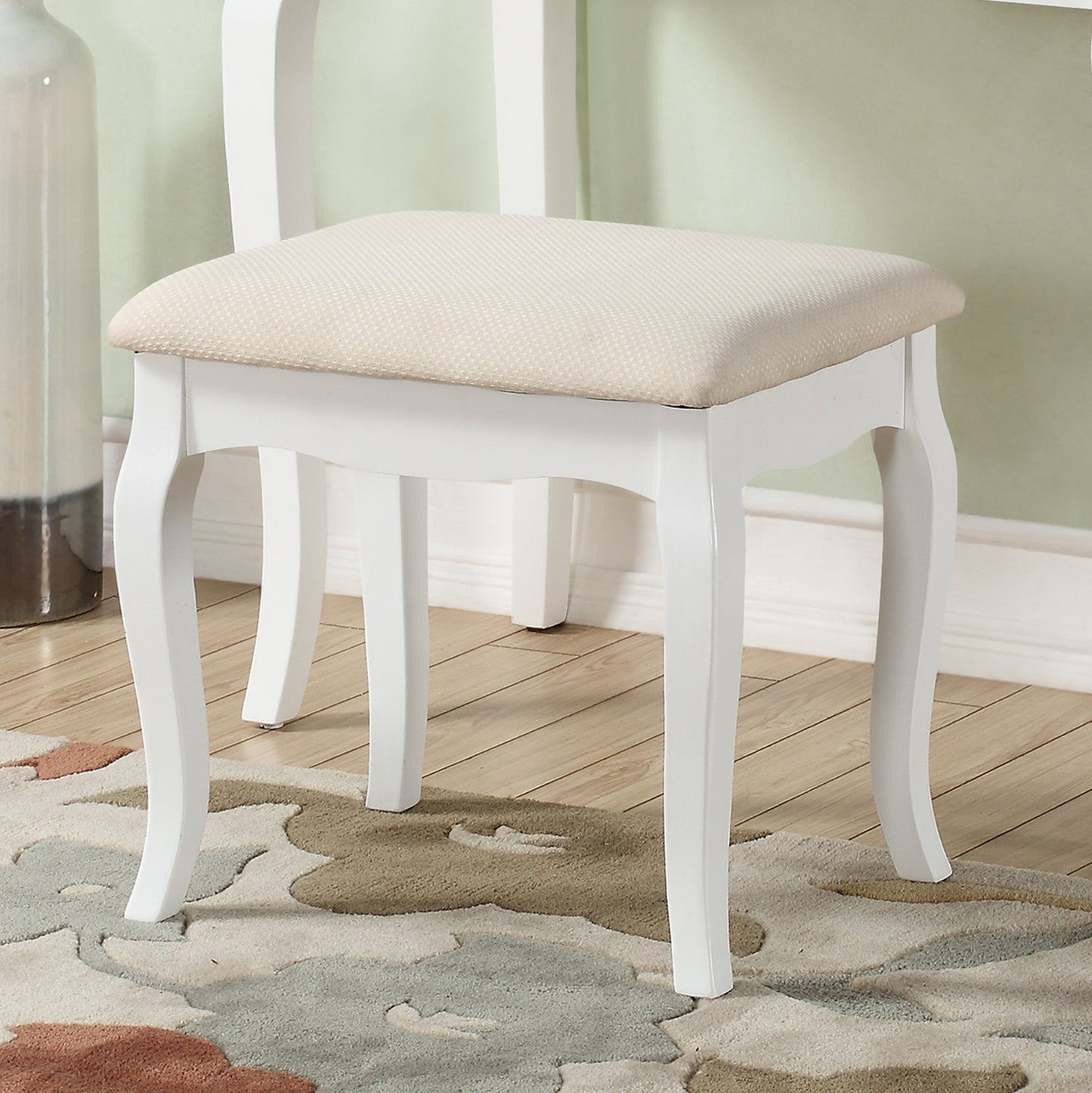 Ashley Wood Make-Up Vanity Table and Stool Set, White