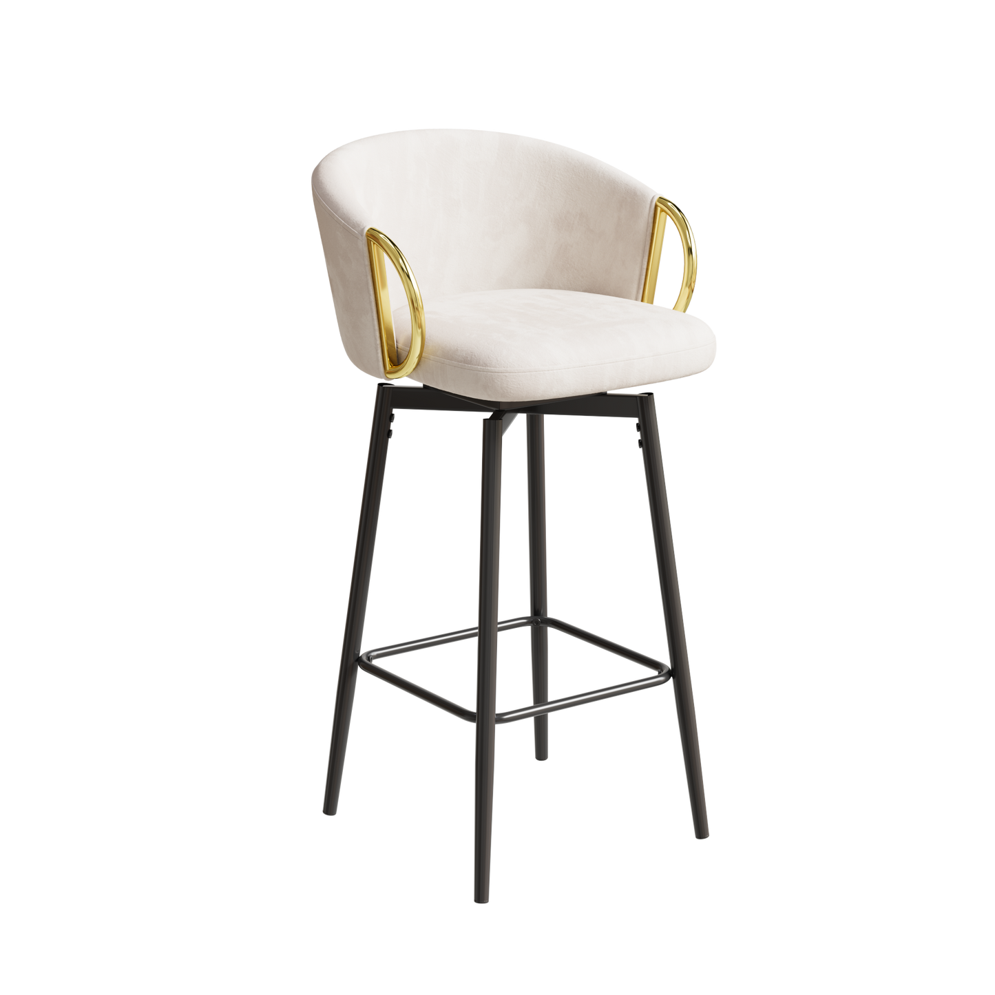 Dining Chairs Set of 2 Modern style 360°Swivel Bar Chairs with simple design, comfortable high stools, and flexible dining chairs suitable for bars, restaurants,Velvet Bar Chair Beige