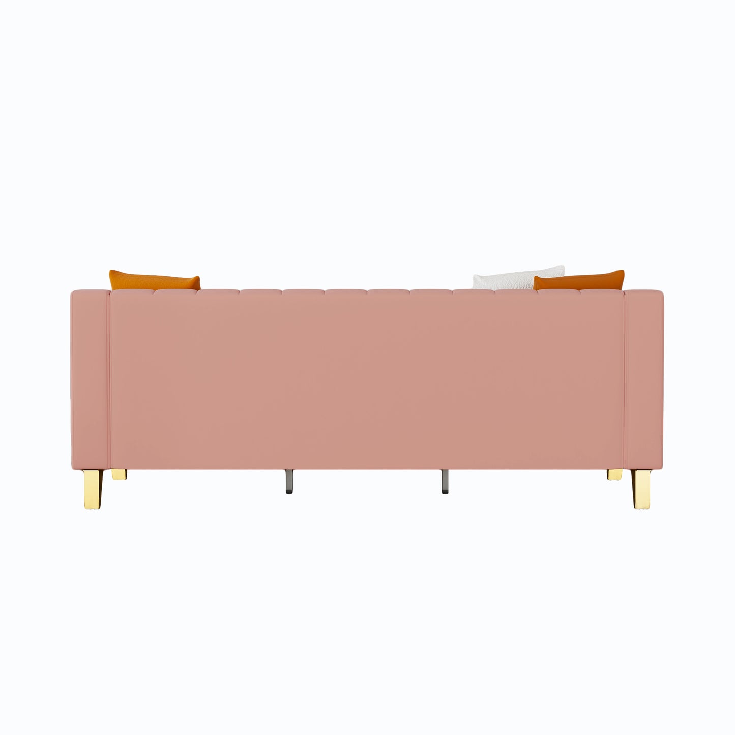 FX-P85-3S-PK (3 SEATS SOFA) Luxury pink Velvet Sofa with Gold Accents - Modern 3-Seat Couch with Plush Cushions, Perfect for Living Room and Office Decor(TEMU Suitable)