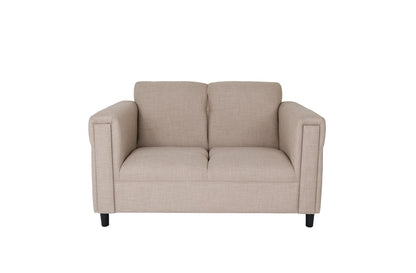 Loveseat Sofa for Living Room, Modern Décor Love Seat Mini Small Couches for Small Spaces and Bedroom with Solid Wood Frame (Toast, Polyester Nylon)