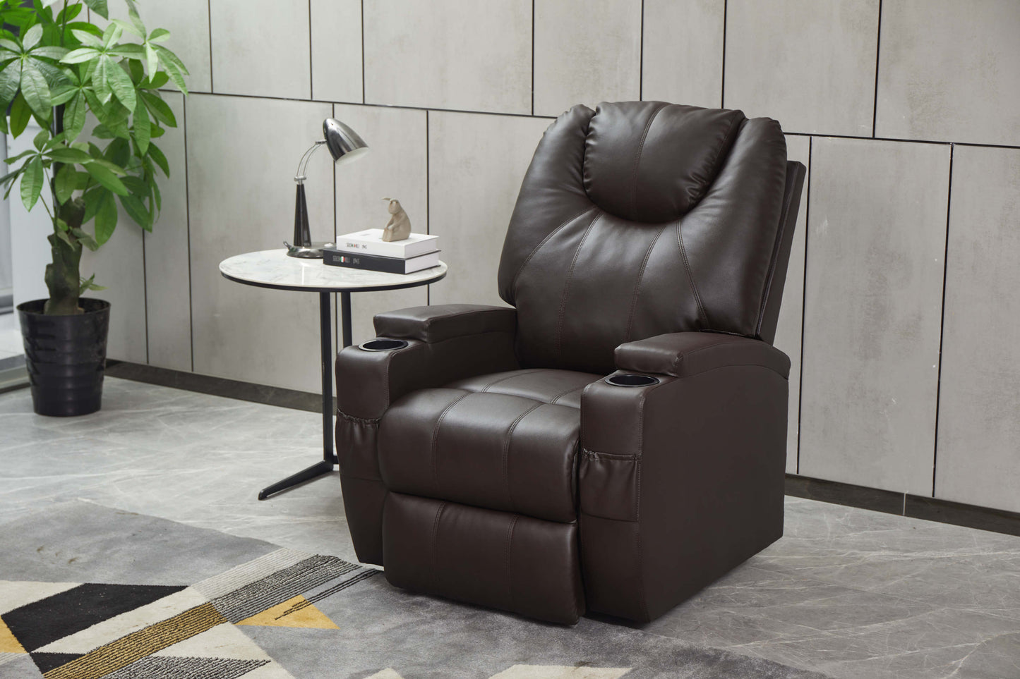 Recliner Chair Modern Recliner Chair Faux Leather Recliners with Cup Holders,Remote Control