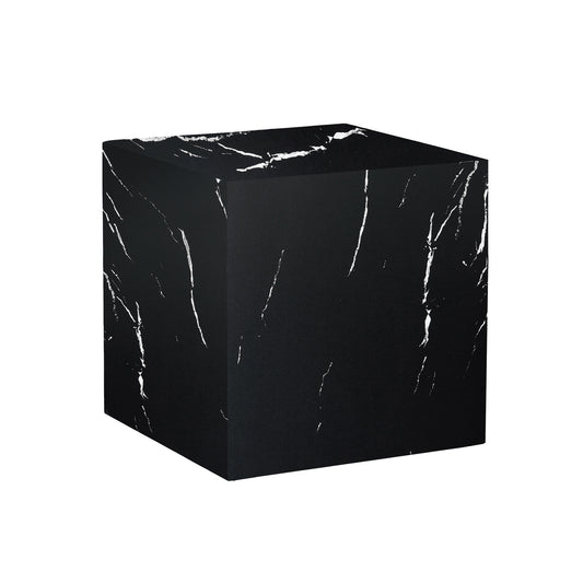 Luxurious Black Marble Texture MDF Coffee Table - Cube Design, 15.7-Inch Elegant Living Room Accent