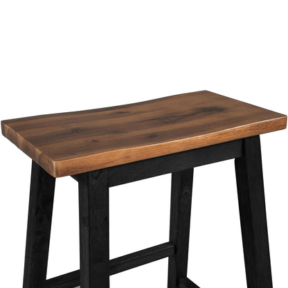 TOPMAX Farmhouse Rustic 2-piece Counter Height Wood Kitchen Dining Stools for Small Places, Walnut+Black