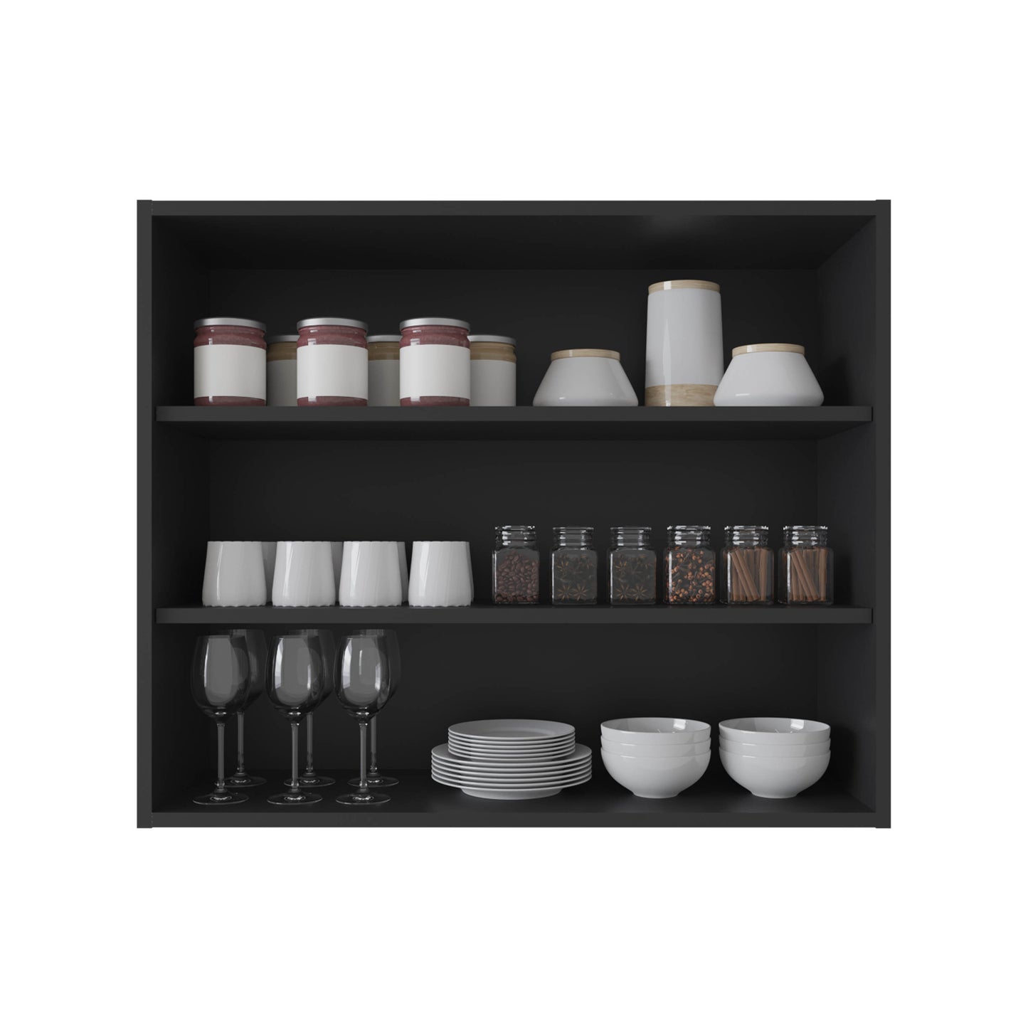 Wall Shelf 30" H, 3 Shelves, Black