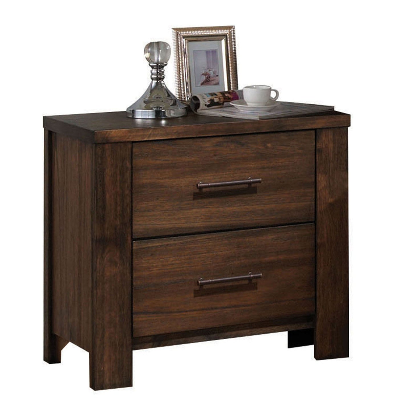 Oak 2-Drawer Nightstand