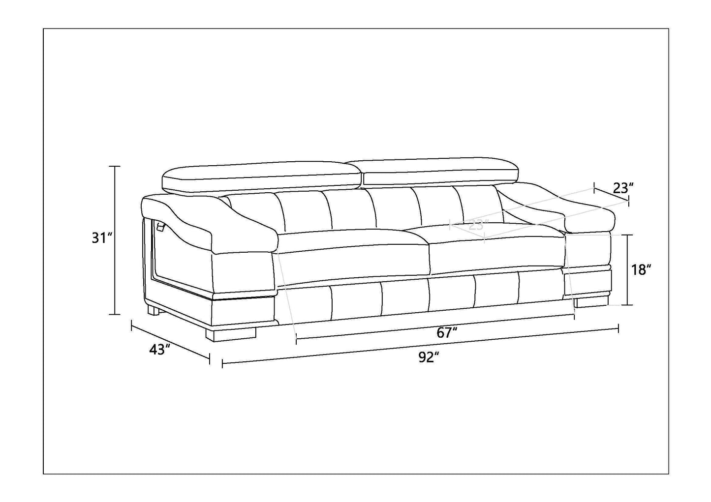 Top Grain Italian Leather Sofa