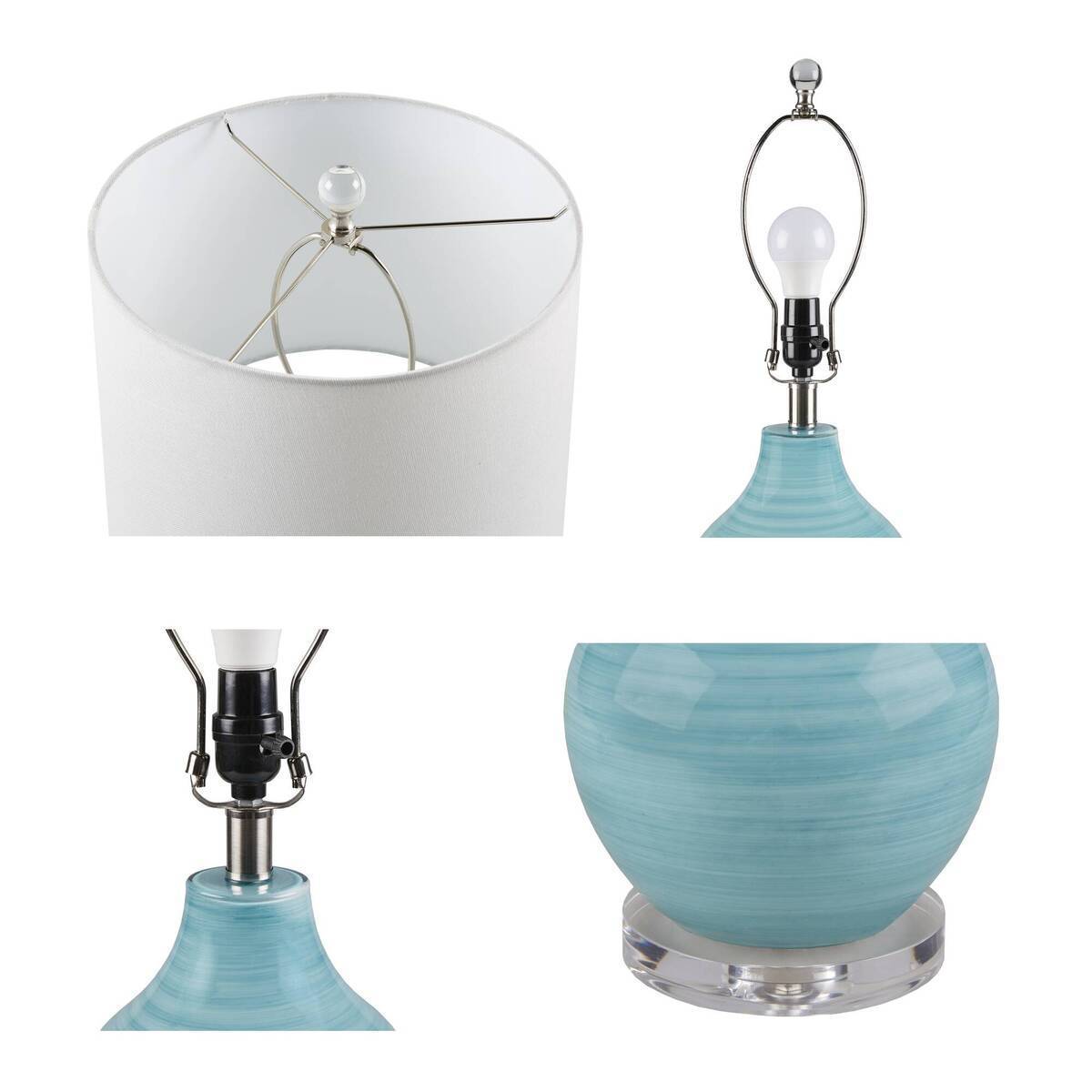 Blue Aqua Swirl Blown Glass Table Lamp