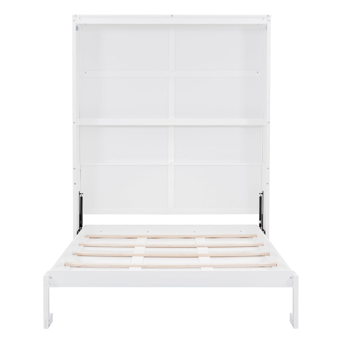 Queen Size Murphy Bed Wall Bed with Shelves,White