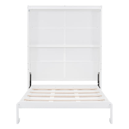 Queen Size Murphy Bed Wall Bed with Shelves,White