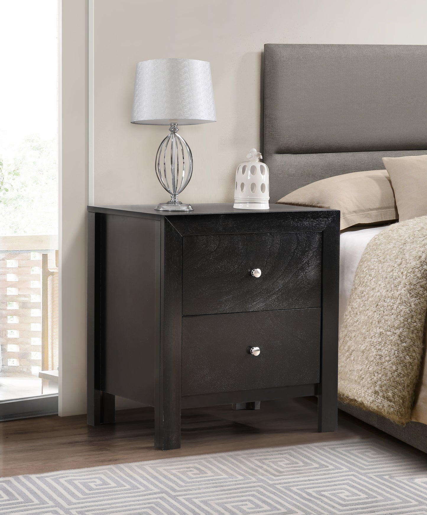 Elegantly Designed Bedside Table In Chic Black