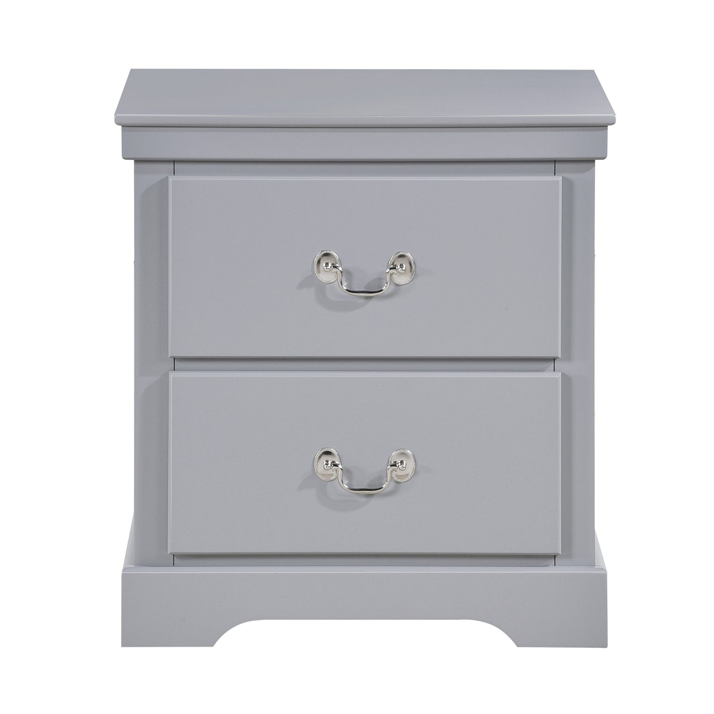 1pc Classic Traditional 2 Drawers Nightstand Gray Finish Bedroom Furniture Wooden Bedside Table Cabinet
