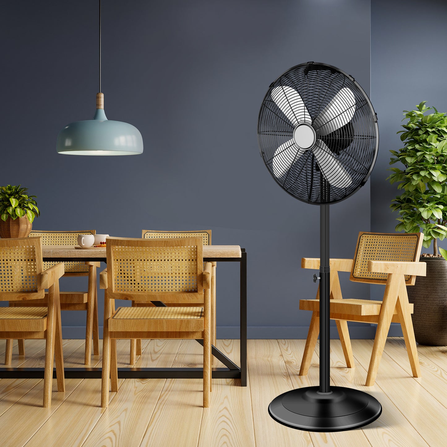 16 Inch High Velocity Stand Fan, Adjustable Heights, 75°Oscillating, Low Noise, Quality Made Fan with 3 Settings Speeds, Heavy Duty Metal for Industrial, Commercial, Residential, Color: Black