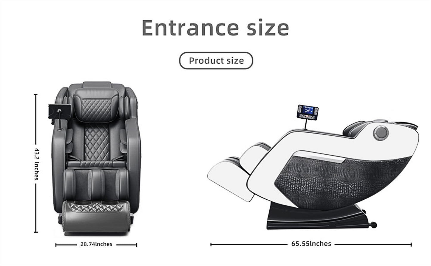 Massage Chair,Full Body Zero Gravity Recliner with Bluetooth, Hip Heating, Foot Massage and Air Massage System for Home Office, for mom/dad (Black and white)