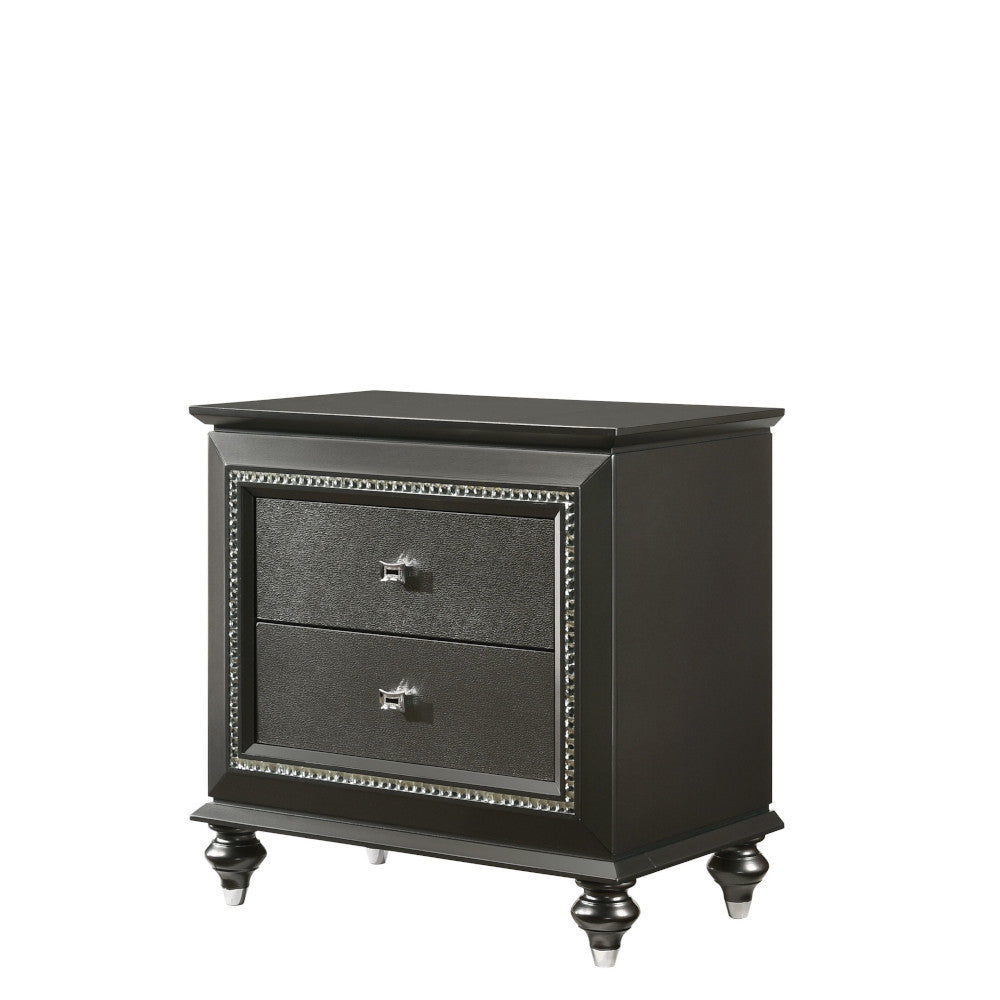 Kaitlyn Metallic Gray Finish Nightstand