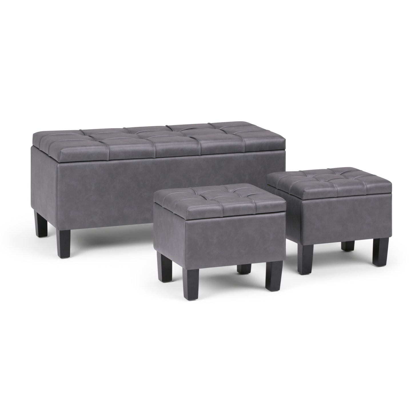 Dover - 3 Piece Storage Ottoman - Stone Grey