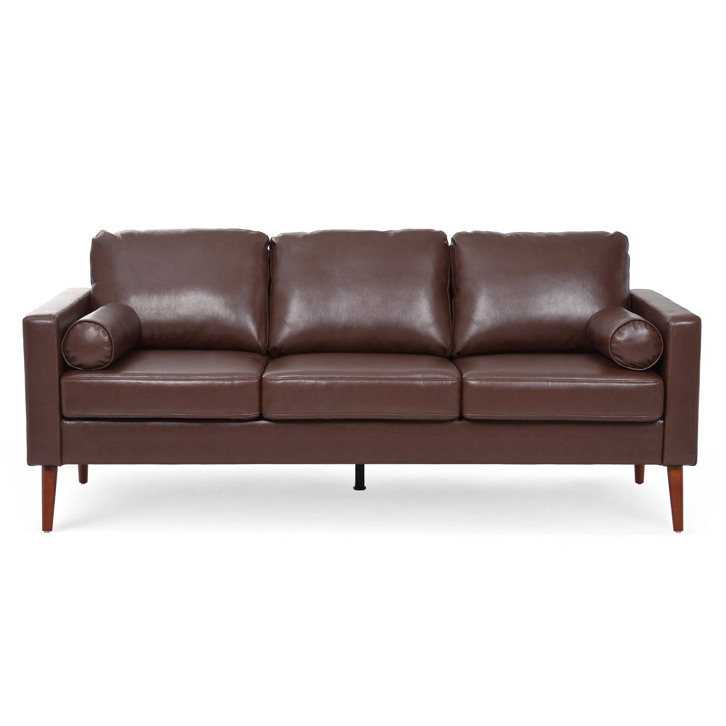 Small Sofa Couch 76.97 in . Brown 3 Seat Comfy Couches for Living Room, Mid Century Modern Couch with iron wood structure , Soft Cushion Sofa for Home/Office/Apartment,