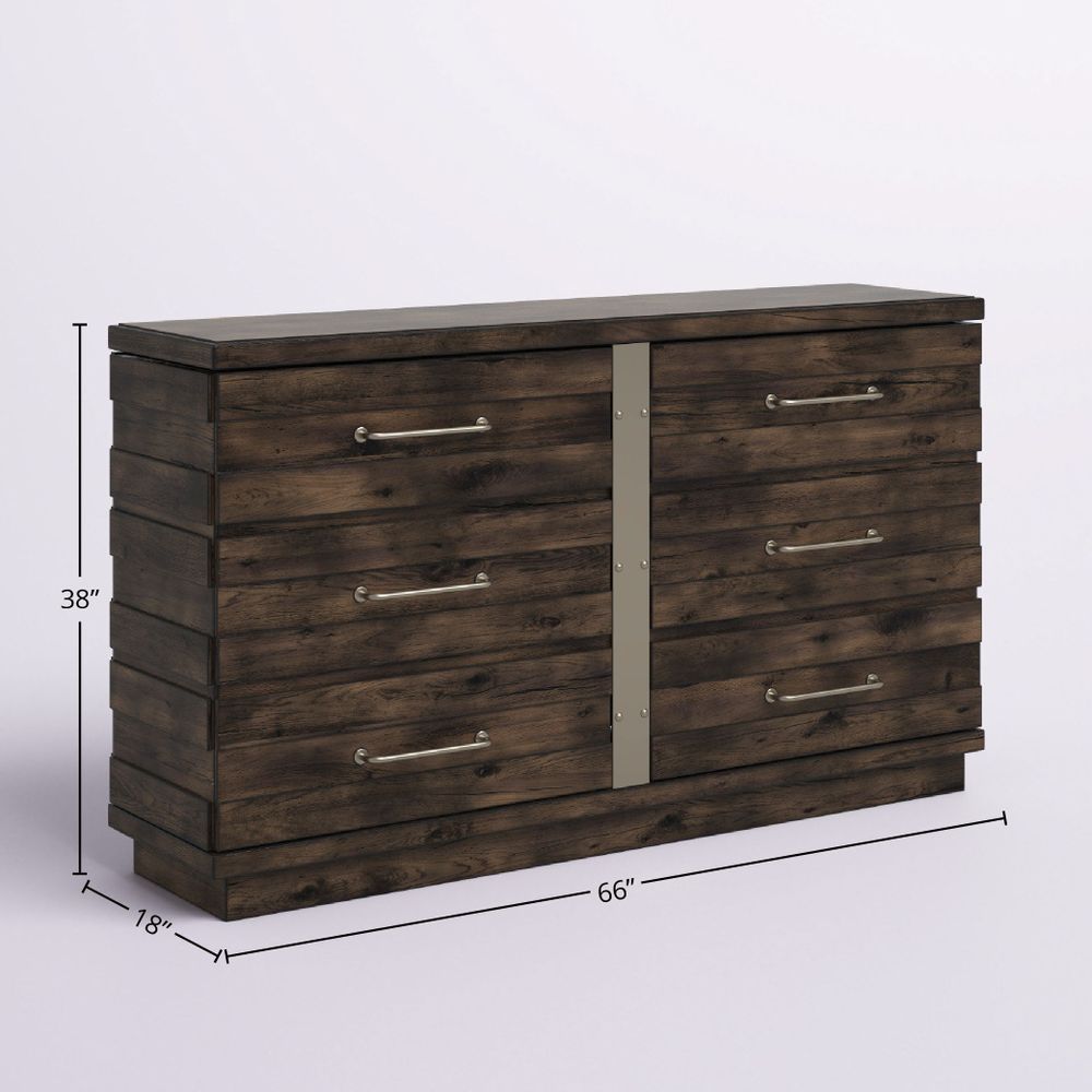 Industrial Farmhouse Designed 6 Drawer Dresser