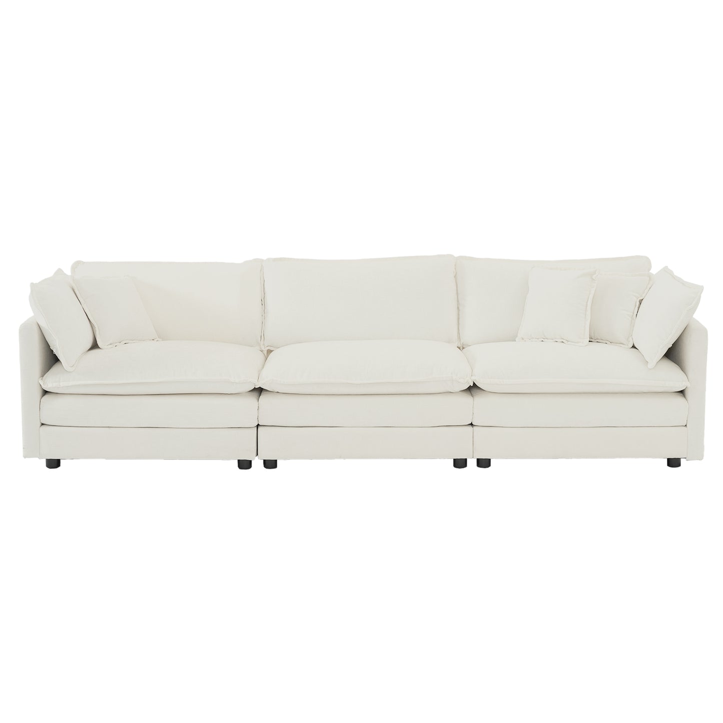 Modern Sofa Couch, 3 Piece Set Extra Deep Seat Sectional Sofa for Living Room, Oversized Sofa, 3 Seat Sofa, Loveseat and Single Sofa, White Chenille