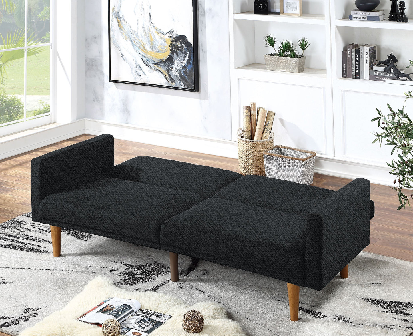 ADJUSTABLE SOFA in Black Faux Leather