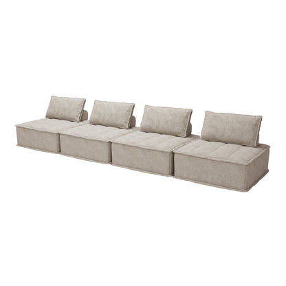 Oversized 4-Module Square Sofa - Comfortable and Movable Modular Design for Ultimate Flexibility  beige color chenille sofa 4pieces