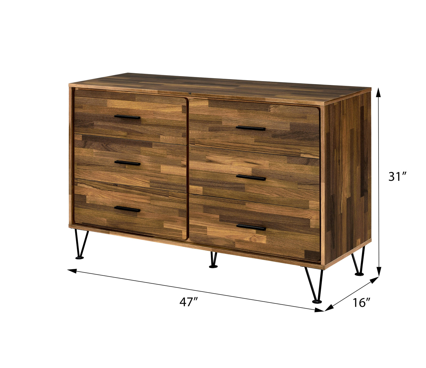 Walnut 6-Drawer Dresser