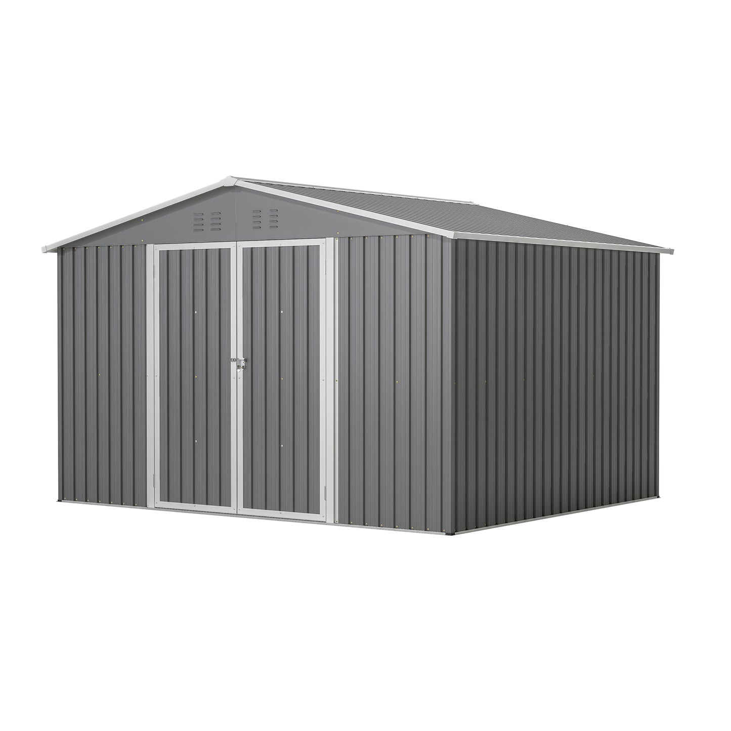 10X8 FT Outdoor Storage Shed, All Weather Metal Sheds withLockable Doors, Tool Shed for Garden, Patio, Backyard, Lawn, Grey