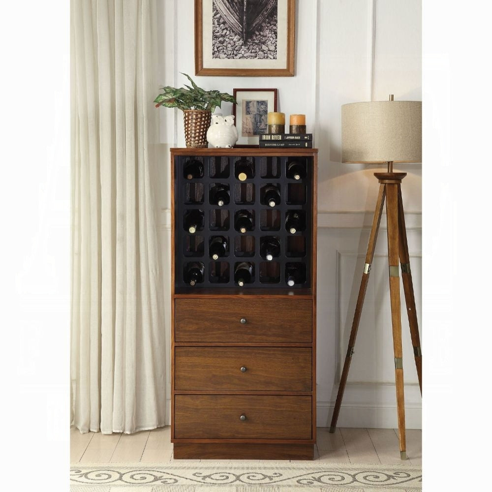 Walnut Wine Cabinet with 3 Drawer