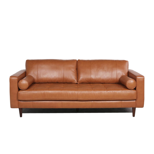 Mid-Century Tufted Leather Sofa