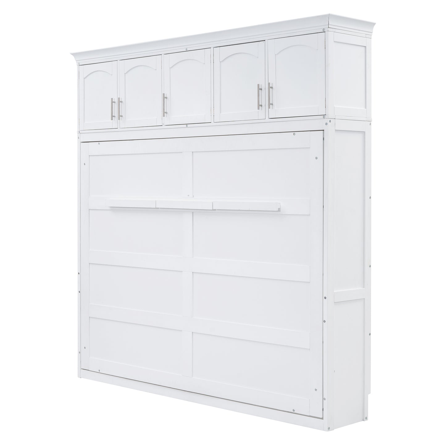 Full Size Murphy Bed Wall Bed with Top Cabinets,White