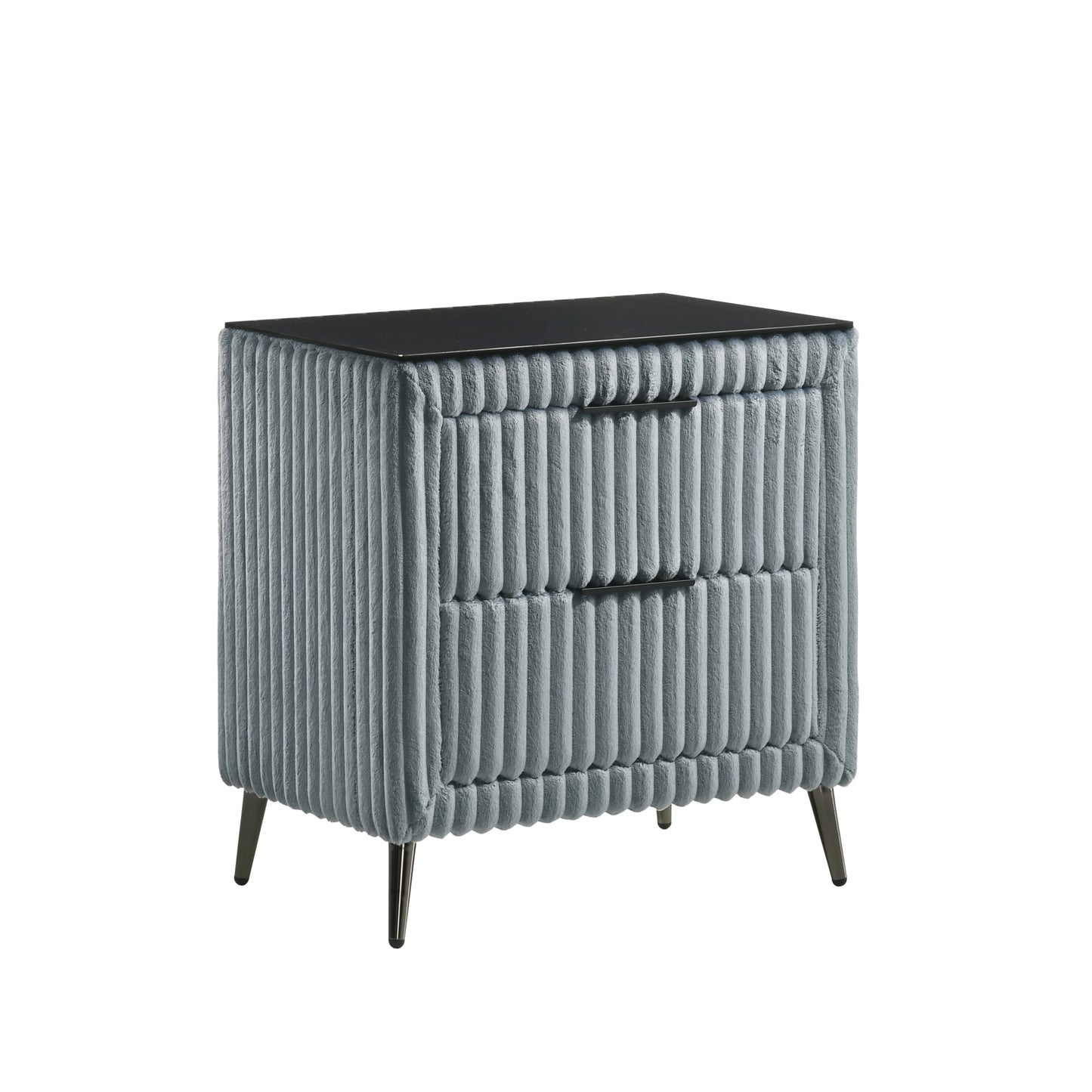 Mavela Wide Wale Corduroy Upholstery Nightstand, Blue