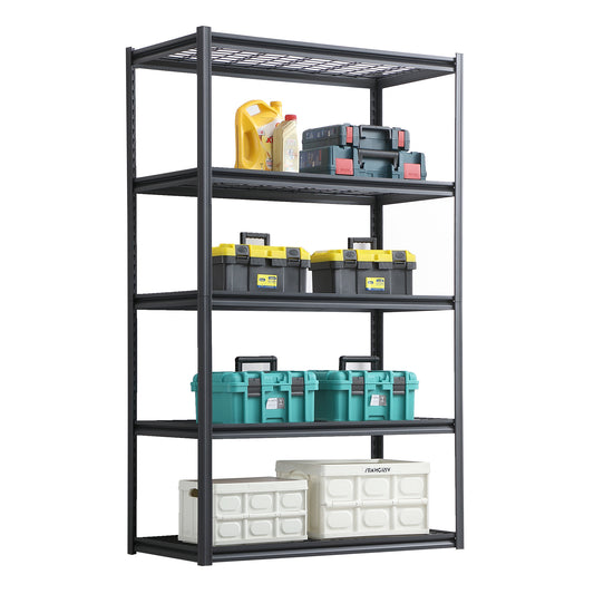 5 Tier Heavy Duty Metal Storage Shelves,Easy to Assemble,Adjustable,Storage Shelves for Basements, Garages and Kitchen, 78 "H*47.2 "W*23.6 "D