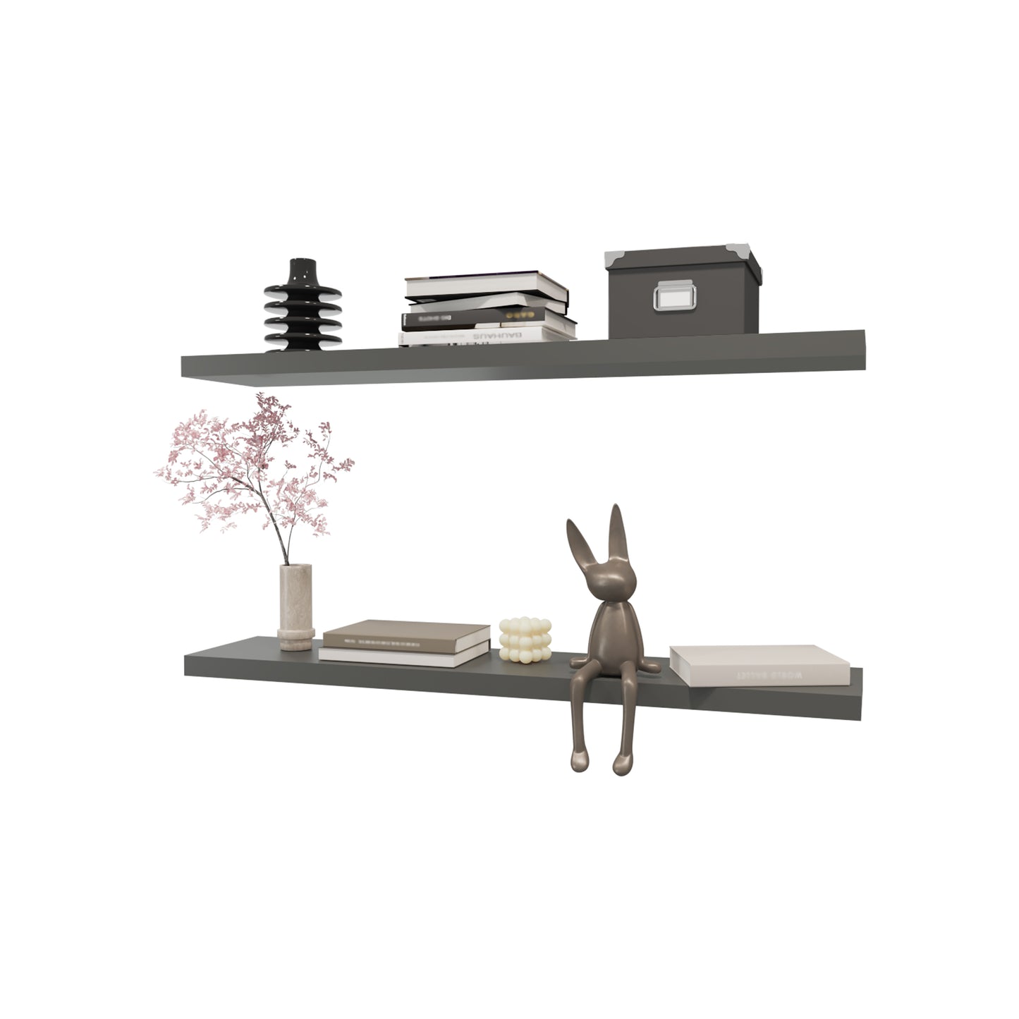 Greer Floating Shelf in Melamine x2, Grey