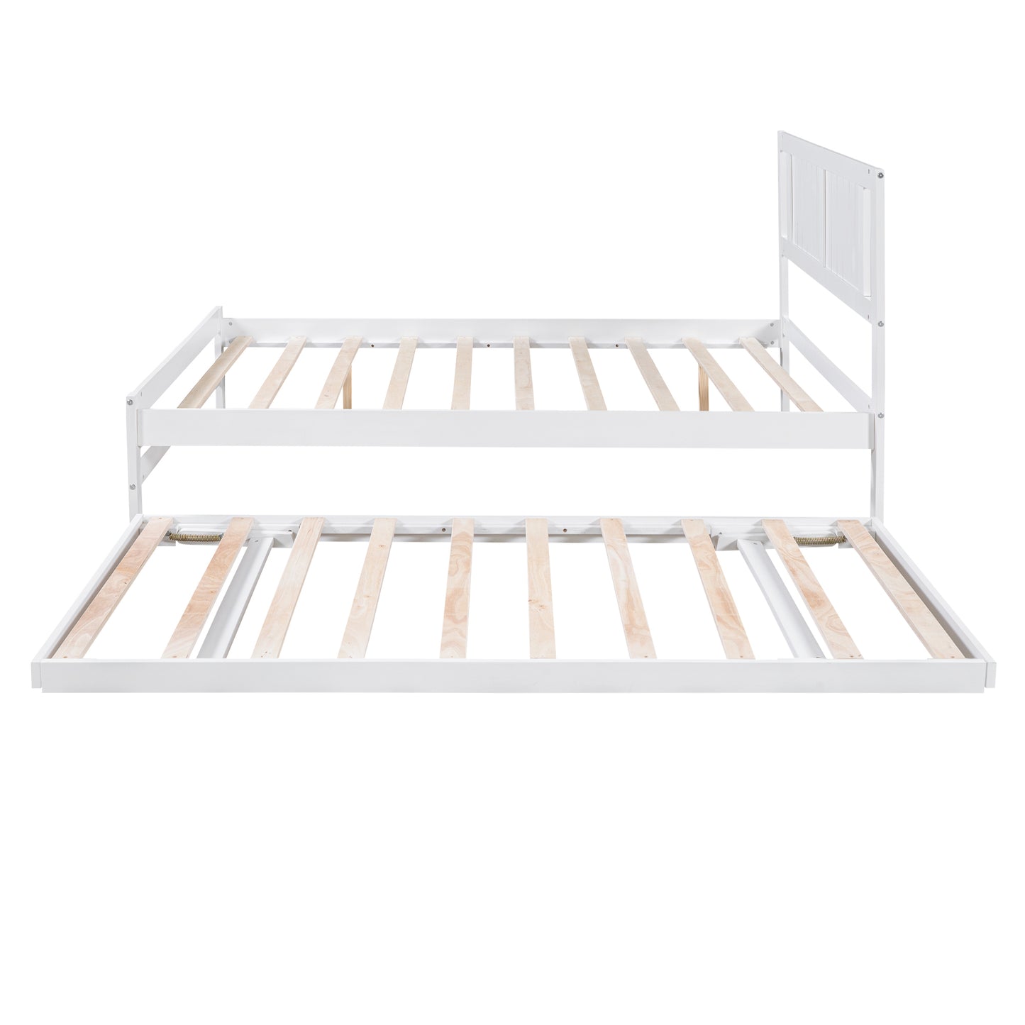 Full Size Platform Bed with Adjustable Trundle,White(Old SKU:SM000248AAK)