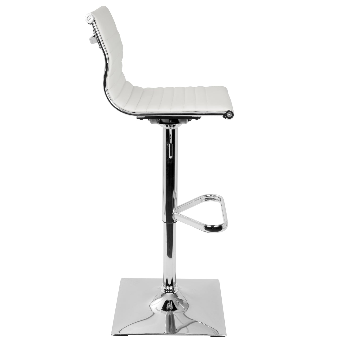 Masters Contemporary Adjustable Barstool with Swivel in White Faux Leather by LumiSource