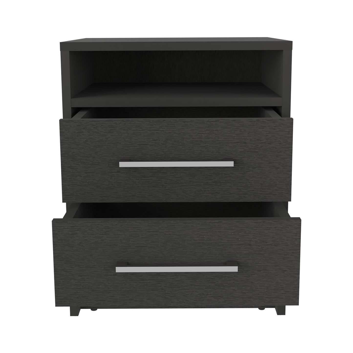 Nightstand 23.6" H, with 2 Drawers and 1 Shelf, Black