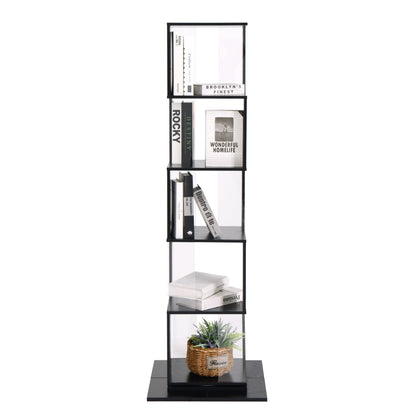 5 tier Rotating Bookshelf, Floor Rack Simple Bookcase  with Acrylic plate Student Multi-Function Creative Bookshelf for Living Room with anti-toppling base