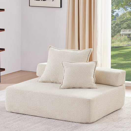 Loveseat Frame for Oversized Modular U Shaped Sectional Sofa,Luxury Boucle Floor Couch,Convertible Compressed Couch,Spacious Foam-Filled Sofa for Living Room,2 Colors