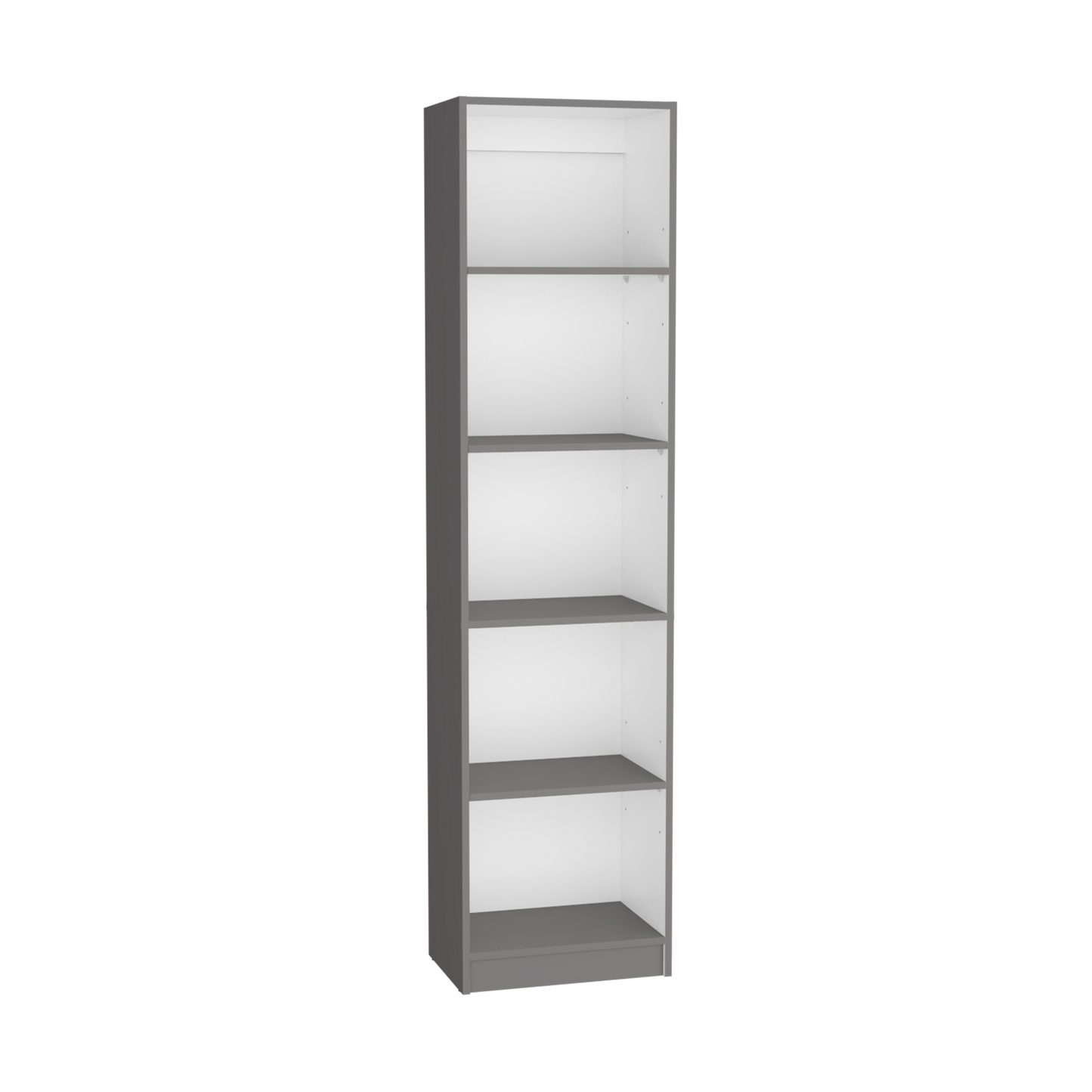 Home Xs Bookcase with 5-Tier Shelves and Slim Design -Matt Gray / White -Office