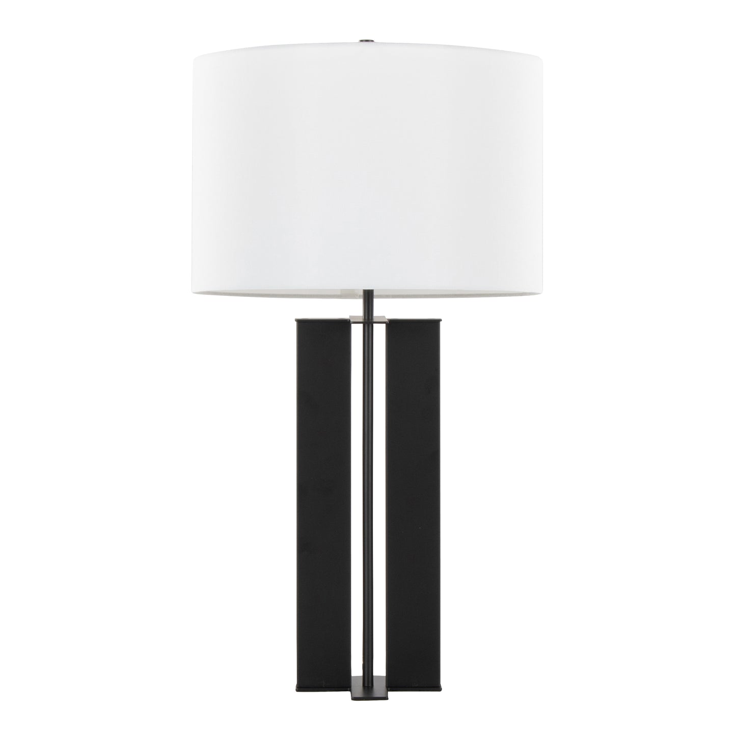 Cosmo 28" Contemporary Metal Table Lamp in Black Metal and White Linen by LumiSource