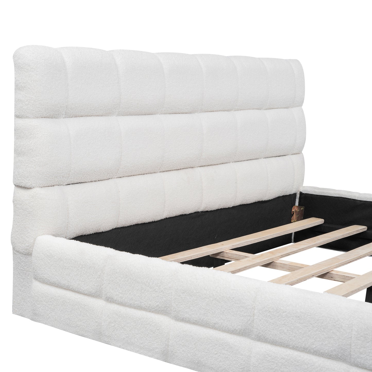 Queen Size Upholstered Platform Bed, White